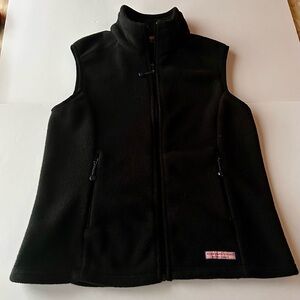Vineyard Vines Women’s Medium Black Fleece Full Zip Sleeveless Vest